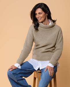 Noble Wilde: Noble Wilde Moss Stitch Cowl Sweater in Merino Wool and Possum Fur