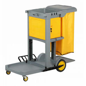 Trolleys And Caddys: Filta Janitor Cart With Lock Box - Grey