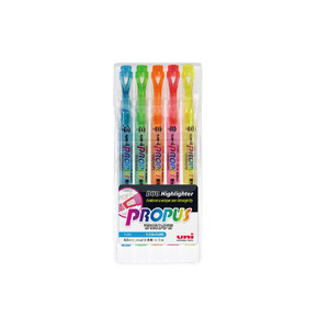 Products: Uni Propus Window Double-Ended Highlighter 4.0mm/0.6mm 5 Pack WORK BUDDY