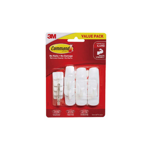 Products: Command Hook 17012-8 Assorted White, Value Pack of 8 WORK BUDDY