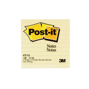 Products: Post-it Notes 675-YL Lined Yellow 101x101mm 300 sheet pads WORK BUDDY