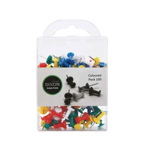 Dixon Push Pins Pack 100 Assorted Colour WORK BUDDY