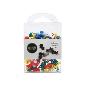 Products: Dixon Push Pins Pack 50 Assorted Colour WORK BUDDY