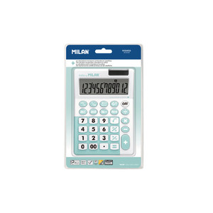Products: Milan Antibacterial 12 Digit Desk Calculator Hangsell Turquoise WORK BUDDY