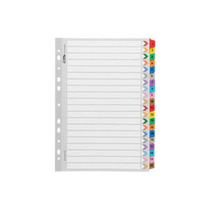 Icon Cardboard Indices with Reinforced Tabs 1-20 Coloured WORK BUDDY