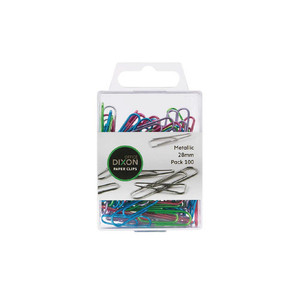Dixon Paper Clips 28mm Metallic Coloured Pack 100 WORK BUDDY
