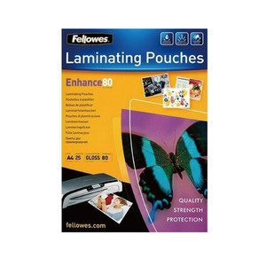 Fellowes A4 Gloss Laminating Pouch 80 micron x 25's WORK BUDDY