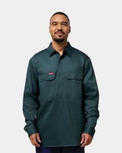 Hard Yakka Long Sleeve Closed Front Cotton Drill Work Shirt