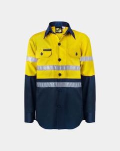 WorkCraft Kids' 3M Taped Hi Vis Two Tone Long Sleeve Shirt