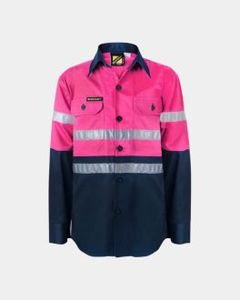 WorkCraft Kids' 3M Taped Hi Vis Long Sleeve Shirt