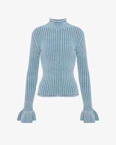 Knitwear: Ruffle Sleeve Cotton Top