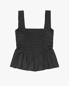 Cotton Poplin Smock Strap Blouse