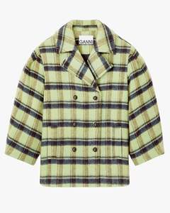 Womens Coats: Brushed Wool Check Midi Coat