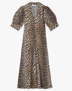 Printed Cotton Poplin V-Neck Dress