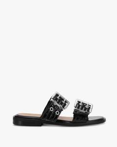 Feminine Buckle Two Strap Sandal - Naplack