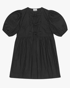 Cotton Poplin Tie String Mini Dress