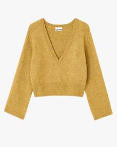 Brushed Mohair Mix V-Neck Sweater