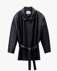 Low Classic: Low Waist Faux Leather Jacket