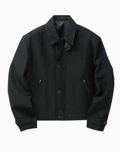 Wool Linen Blend Leather Tab Jacket