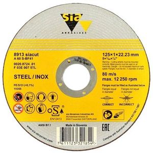 SIA Abrasives: SIA 8913 Cutting Disc 125mm x 1mm 25pk