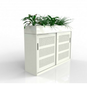 Workspace Planter Boxes: Europlan Steel Slider Door Cabinet White with Planter Box