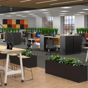 Office Zoning: Workspace Office Planter Box - With Artificial Plants