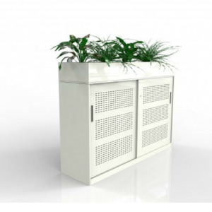 Workspace Planter Boxes: Europlan Steel Slider Door Cabinet White with Planter Box