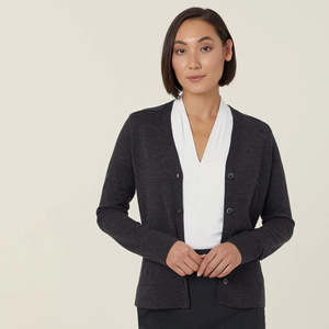 Merino Wool V-Neck Cardigan - CAT518 - Workthreads