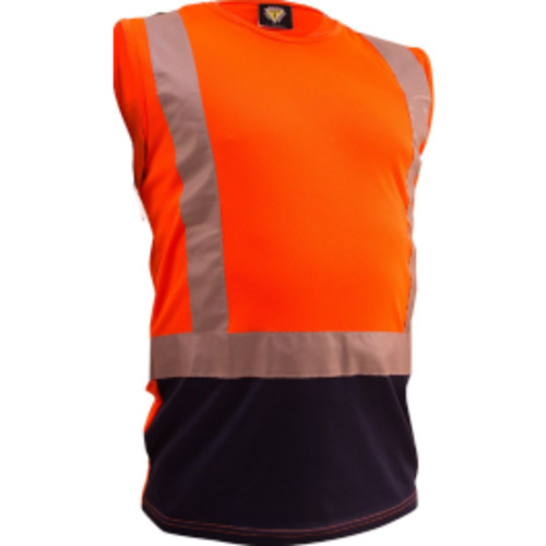 Caution: Quality Safety Boots, Work wear & PPE Equipment HS1412-Orange/Navy, Caution Hi Vis D/N Microfibre Singlet，PCS1412 Wide Range & Great Service