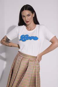 Worldman 2019 2020: WORLD 5065 Love T-Shirt Ivory w/ Furry Love in Blue (UNISEX)