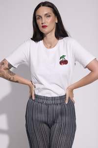 Worldman 2019 2020: WORLD 5065 Love T-Shirt White w/ Small Sequin Cherries (UNISEX)