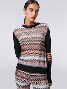 Missoni: Missoni Crewneck pullover Zigzag - DS24SN0L-BK033E