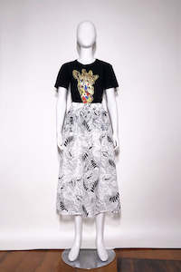 World Womans Spring Summer 2021: WORLD 4623 Prance Gathered Skirt Black Cream Lace