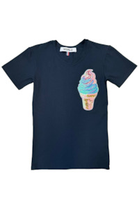 WORLD 5065 Flow T-Shirt Navy w/ Sequin Ice Cream (UNISEX)