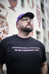 Worldman 2019 2020: WORLD Loves LUKE BIRD - Te Wiki o te Reo Māori - Celebration T-Shirt Black (UNISEX)