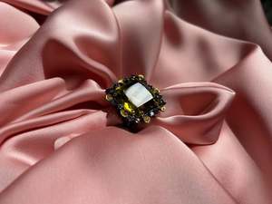Zora Bell Boyd ZW-24-10 S.Silver Blackened Lemon Quarts Tanzanites Topaz Gold Onlay Big Ring