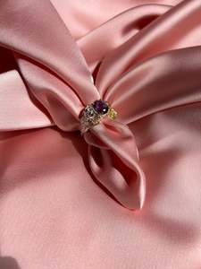 Zora Bell Boyd Jewellery: Zora Bell Boyd ZW-24-5 Sterling silver w/ Amethysts & Gold Frog Ring