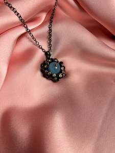 Zora Bell Boyd Jewellery: Zora Bell Boyd ZW-24-2 Aquamarine Sterling Sliver Blackened w/ Topaz Necklace