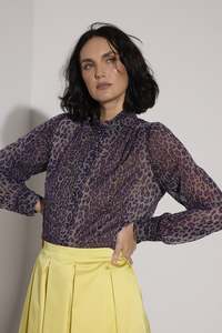 World Womenswear: WORLD 5615 Pastry Shirt Purple Leopard