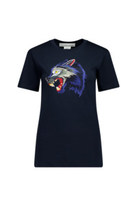 Worldman: The Different League Embroidery Wolf T-Shirt Navy