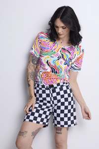 Worldman: WORLD 5621 Latitude Shorts Black & White Check