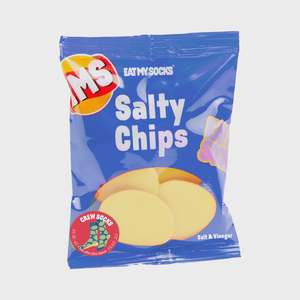 Novelty Socks: Eat My Socks Salty Chips Blue