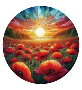 Poppies Stained Glass Hanger