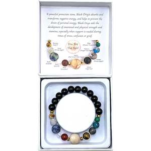 CRYSTAL: Polished Onyx Solar System Bracelet
