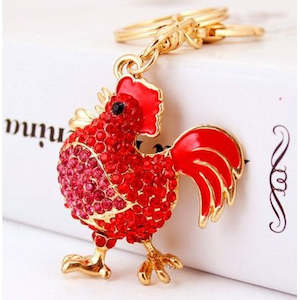 Key Ring Holder: Diamante Key Ring-Rooster