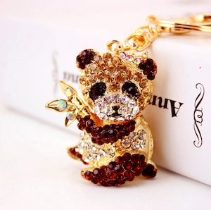 Key Ring Holder: Diamante Key Ring-Panda