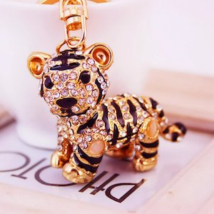 Key Ring Holder: Diamante Key Ring-Tiger