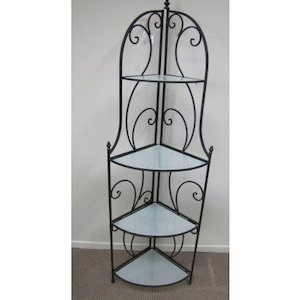 Bathroom Accessories: Corner Shelf Metal Unit - Black