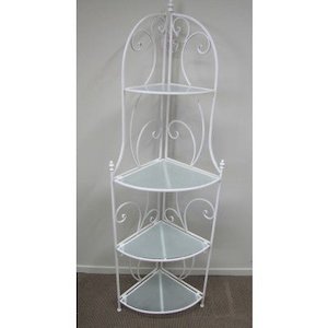 Corner Shelf Metal Unit - White