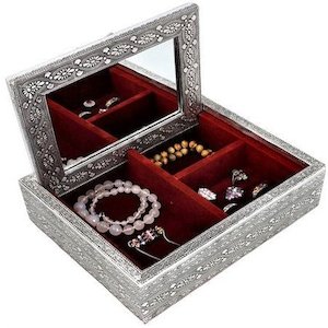 Health Beauty: Silver Jewelry Box Mandala With Mirror